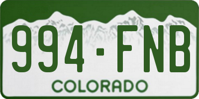 CO license plate 994FNB