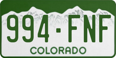 CO license plate 994FNF
