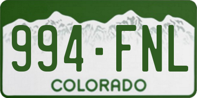 CO license plate 994FNL
