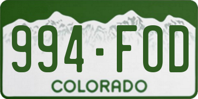 CO license plate 994FOD