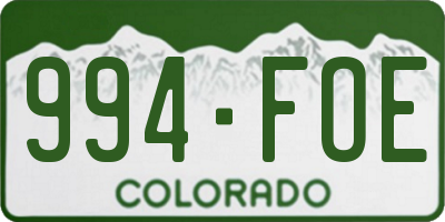 CO license plate 994FOE