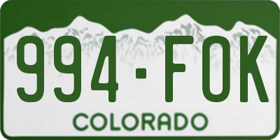 CO license plate 994FOK