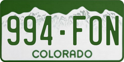CO license plate 994FON