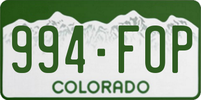CO license plate 994FOP