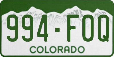 CO license plate 994FOQ