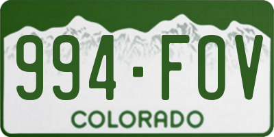 CO license plate 994FOV