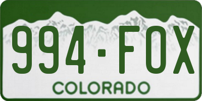 CO license plate 994FOX