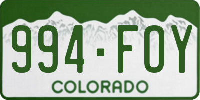 CO license plate 994FOY