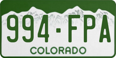 CO license plate 994FPA