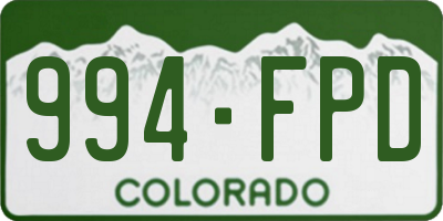 CO license plate 994FPD