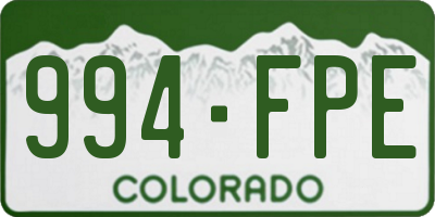 CO license plate 994FPE