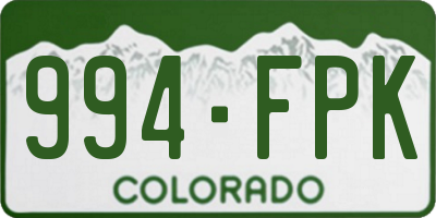 CO license plate 994FPK