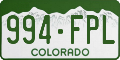 CO license plate 994FPL