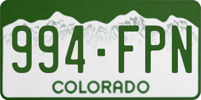 CO license plate 994FPN