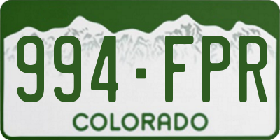 CO license plate 994FPR
