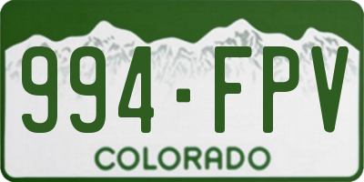 CO license plate 994FPV