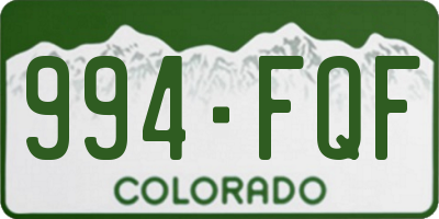 CO license plate 994FQF