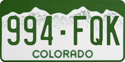 CO license plate 994FQK