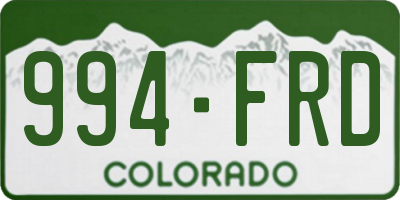 CO license plate 994FRD