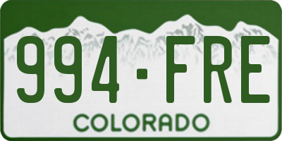CO license plate 994FRE