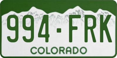 CO license plate 994FRK