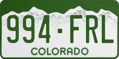 CO license plate 994FRL