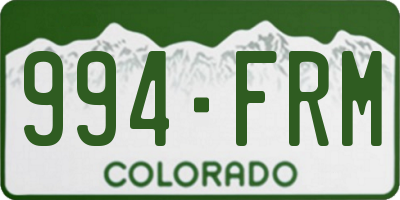 CO license plate 994FRM