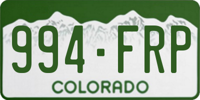 CO license plate 994FRP
