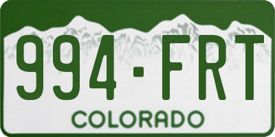 CO license plate 994FRT