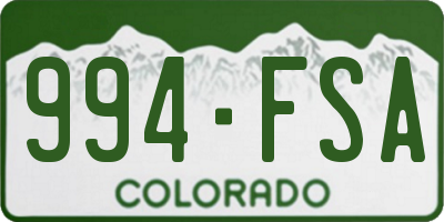 CO license plate 994FSA
