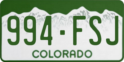 CO license plate 994FSJ