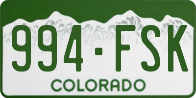 CO license plate 994FSK