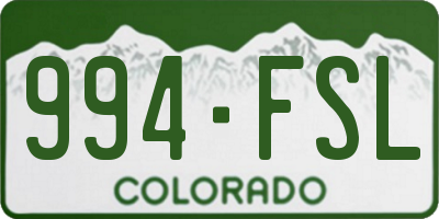 CO license plate 994FSL