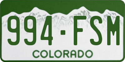 CO license plate 994FSM