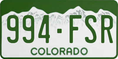 CO license plate 994FSR