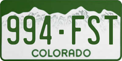 CO license plate 994FST