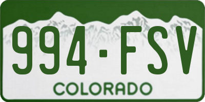 CO license plate 994FSV