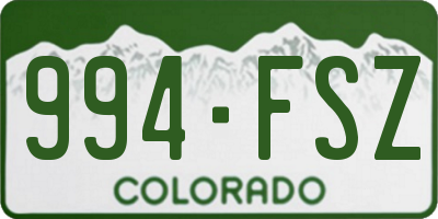 CO license plate 994FSZ