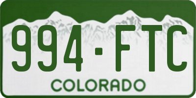 CO license plate 994FTC