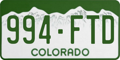 CO license plate 994FTD