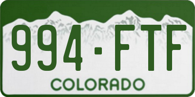 CO license plate 994FTF