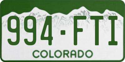CO license plate 994FTI
