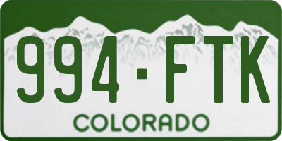 CO license plate 994FTK