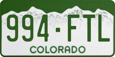 CO license plate 994FTL