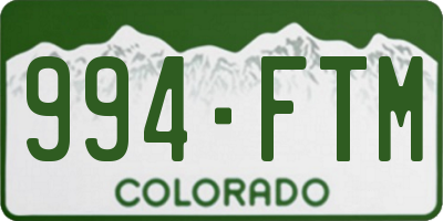 CO license plate 994FTM