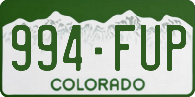 CO license plate 994FUP