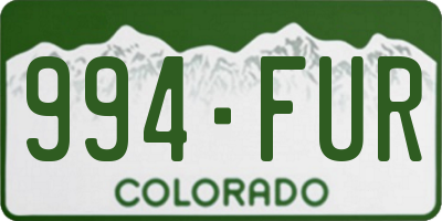CO license plate 994FUR