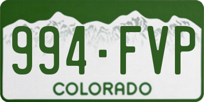 CO license plate 994FVP