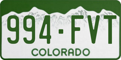 CO license plate 994FVT