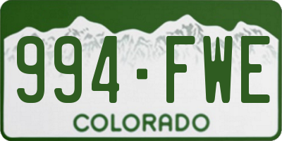 CO license plate 994FWE